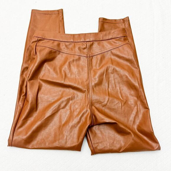 Wilfred Free Aritzia Faux Leather Brown Skinny Jeans Size 4 - Picture 3 of 7